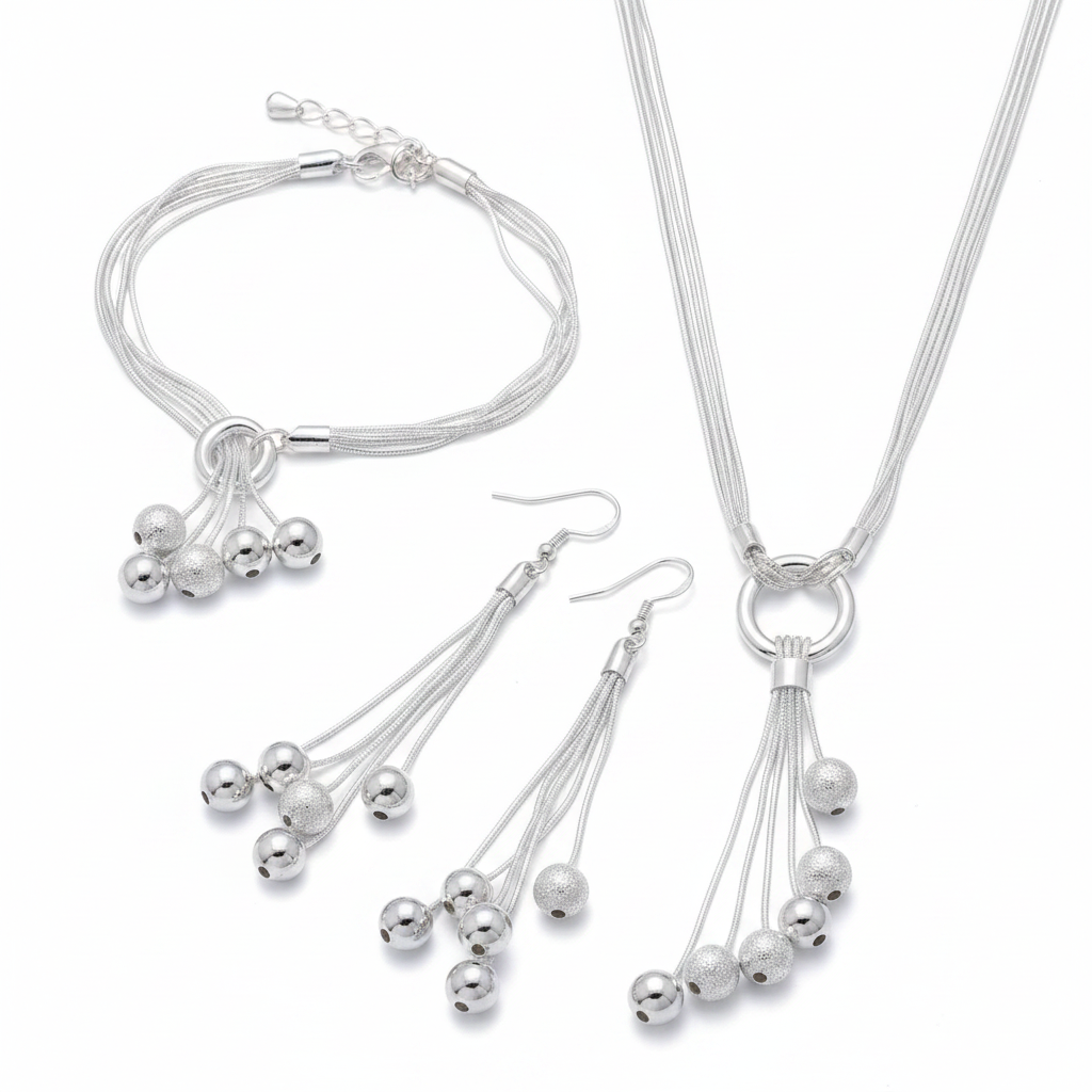 925 Sterling Silver Tassel Jewelry Set