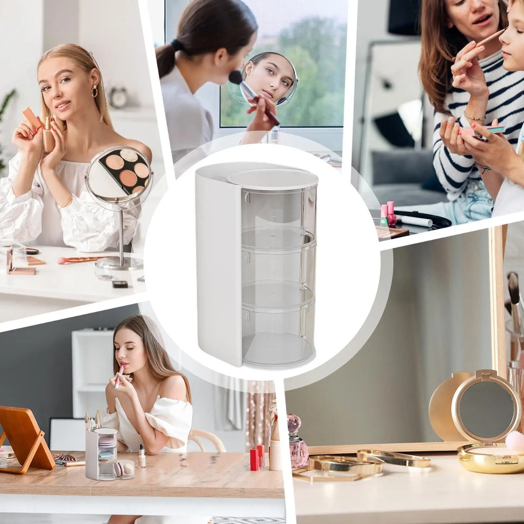 Rotating Beauty Egg & Cushion Organizer – Bathroom Makeup Display Case