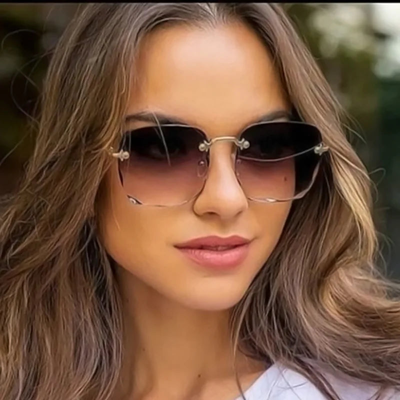 3-Pack Square Rimless Sunglasses – UV400 Protection, Mirror Lenses | Unisex