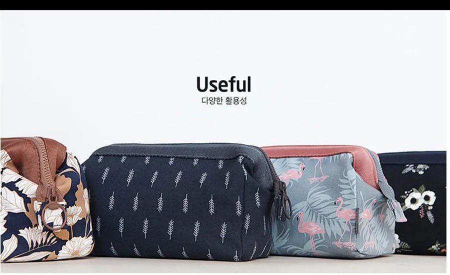 Flamingo Print Cosmetic Bag – Waterproof Canvas Travel Makeup & Toiletry Organizer