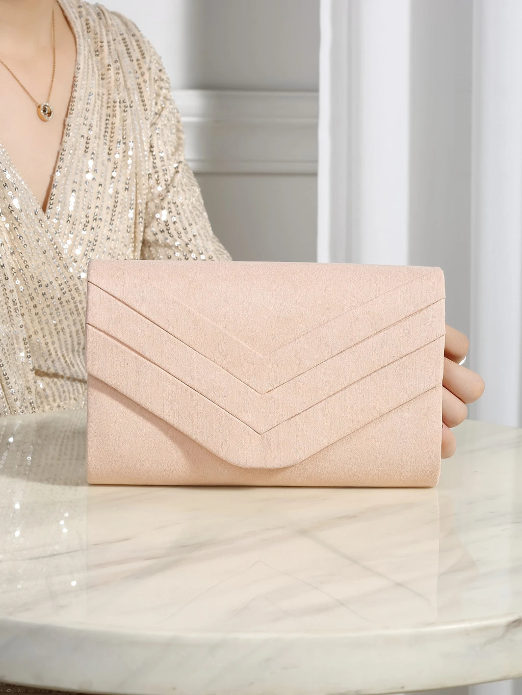 Women's Evening Clutch – Metal Trim & Chain | Square Design