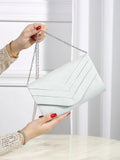 Women's Evening Clutch – Metal Trim & Chain | Square Design