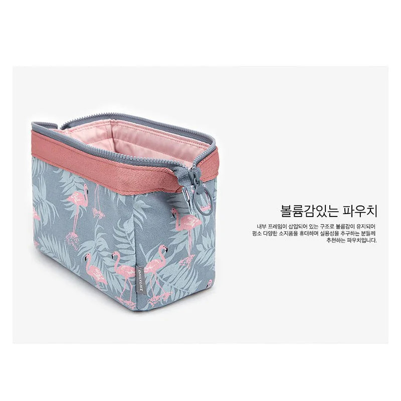 Flamingo Print Cosmetic Bag – Waterproof Canvas Travel Makeup & Toiletry Organizer