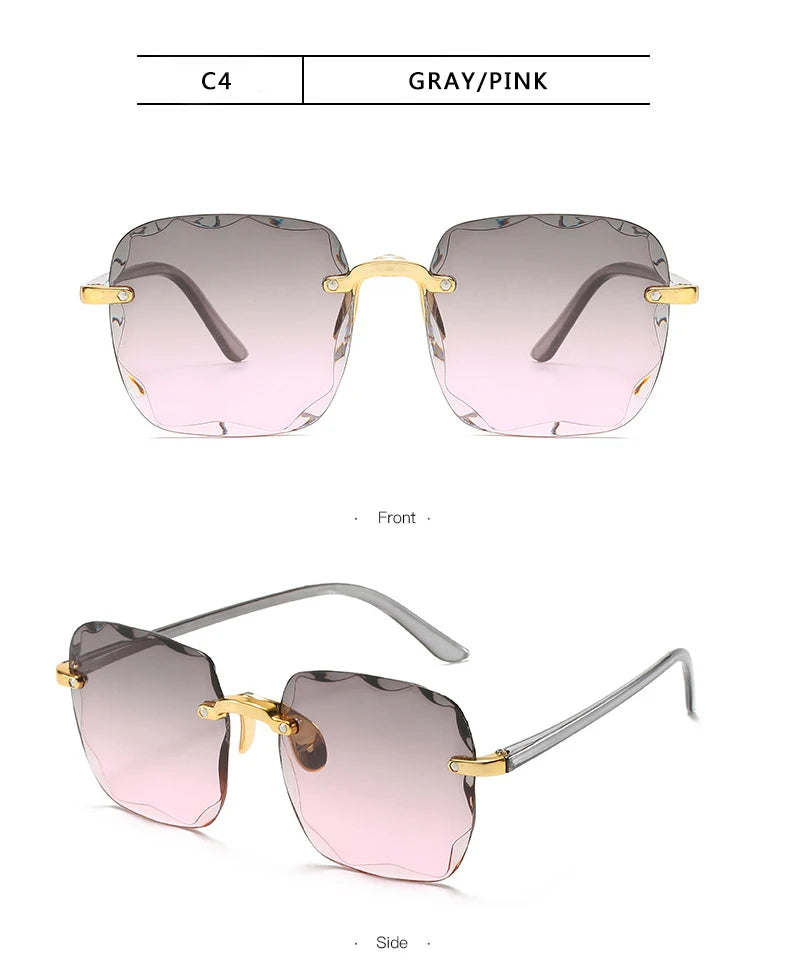 3-Pack Square Rimless Sunglasses – UV400 Protection, Mirror Lenses | Unisex