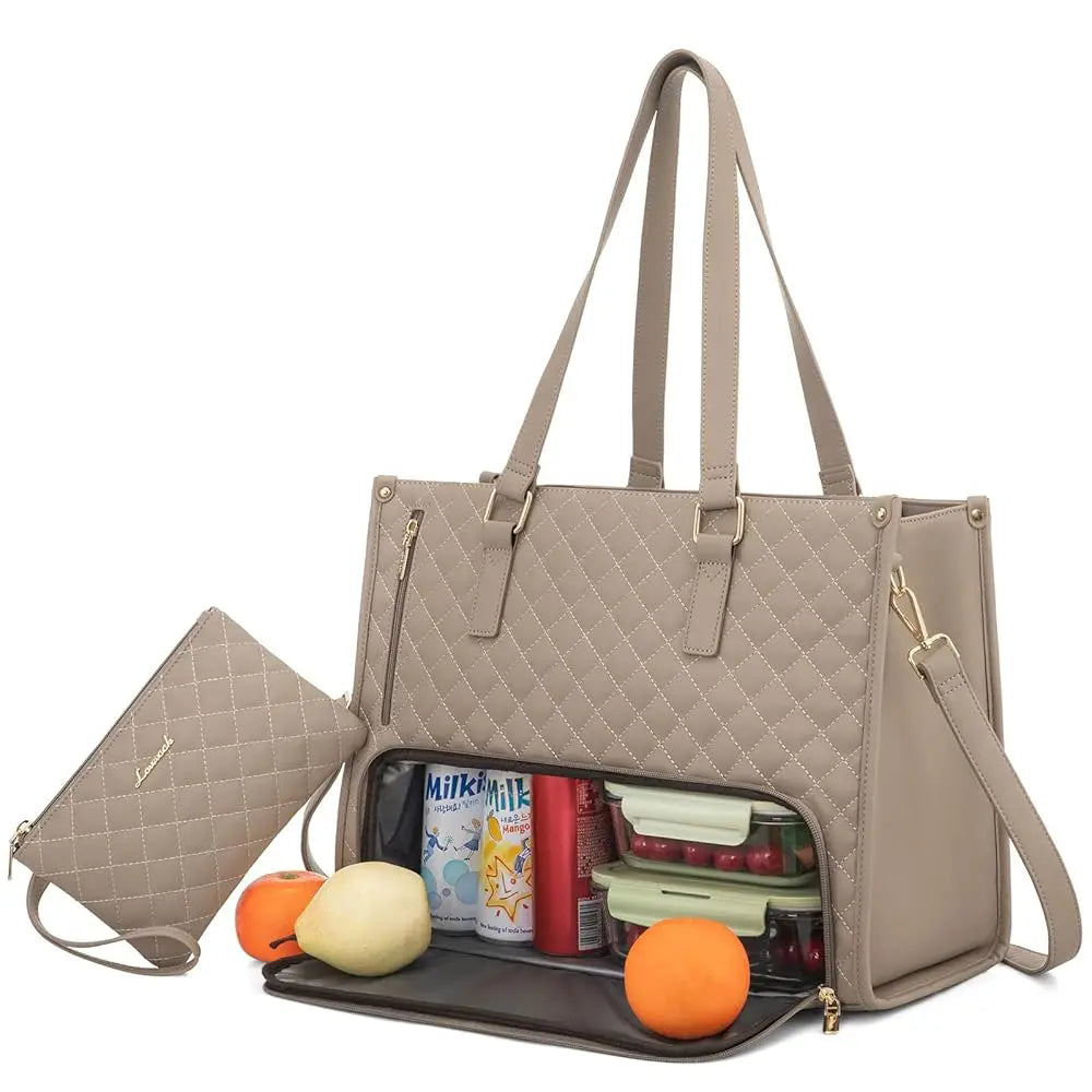 Women's Insulated Tote Bag – Laptop & Lunch Compartment | 15.6-17in