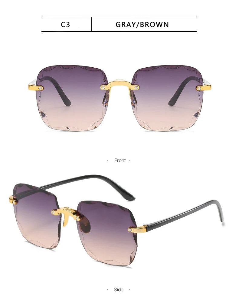 3-Pack Square Rimless Sunglasses – UV400 Protection, Mirror Lenses | Unisex