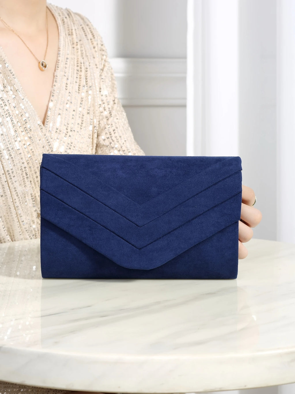 Women's Evening Clutch – Metal Trim & Chain | Square Design