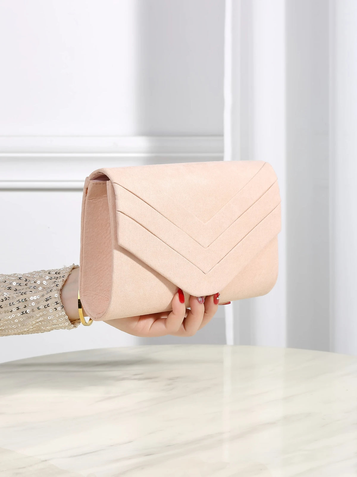 Women's Evening Clutch – Metal Trim & Chain | Square Design