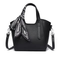 Women's Vegan Leather Tote Handbag – Silk Scarf Detail | 4 Colors