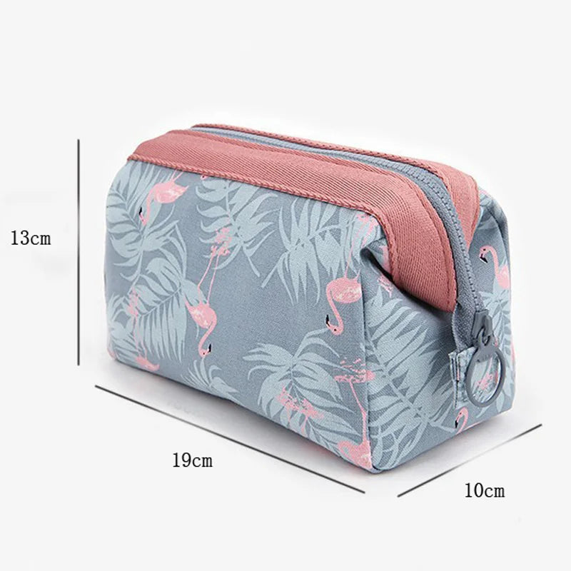 Flamingo Print Cosmetic Bag – Waterproof Canvas Travel Makeup & Toiletry Organizer