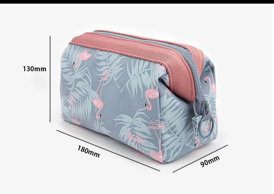Flamingo Print Cosmetic Bag – Waterproof Canvas Travel Makeup & Toiletry Organizer