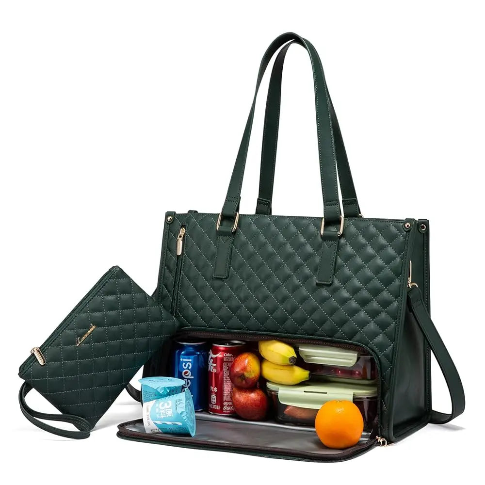 Women's Insulated Tote Bag – Laptop & Lunch Compartment | 15.6-17in
