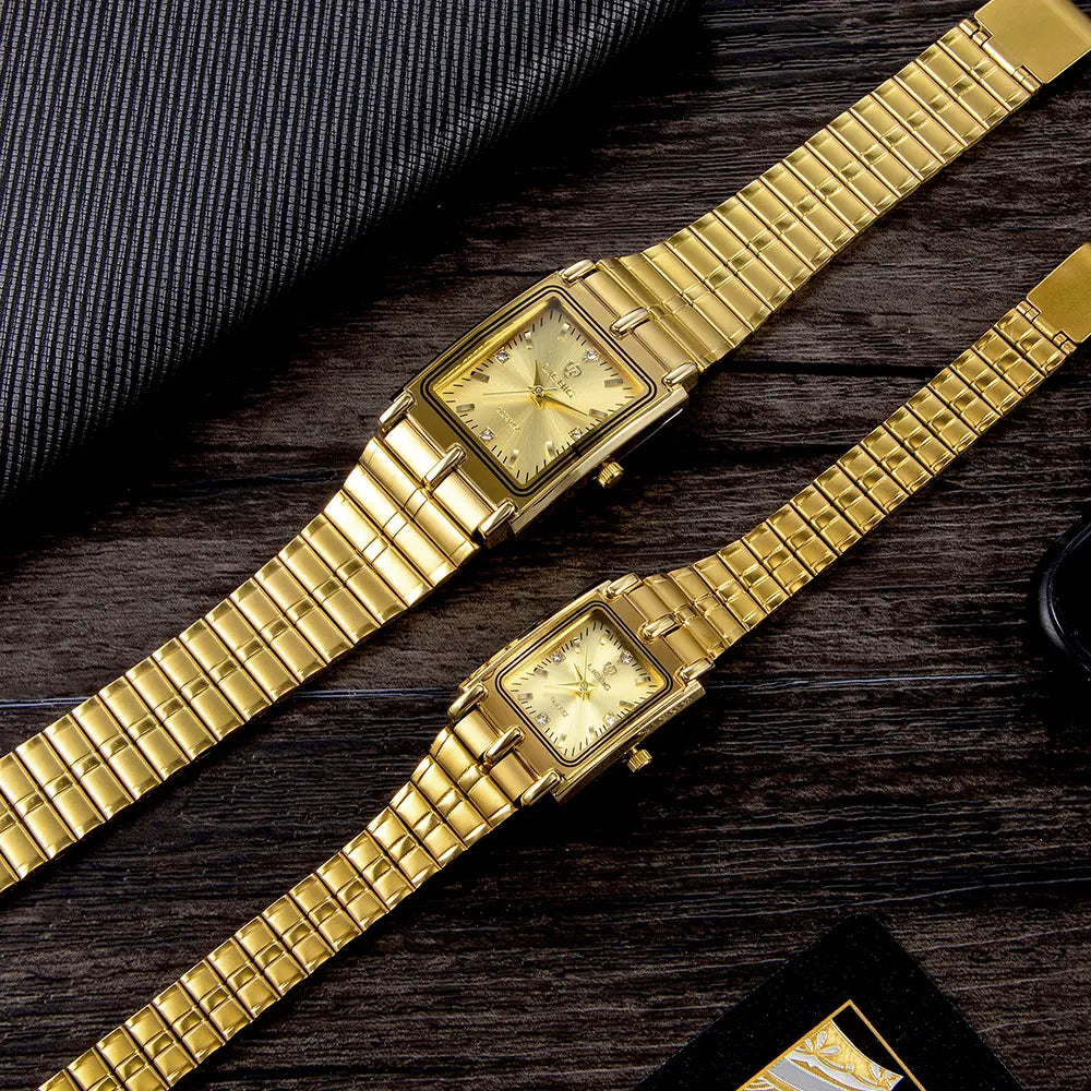 Luxury Gold Steel Bracelet Watch – Quartz Wristwatch for Men & Women