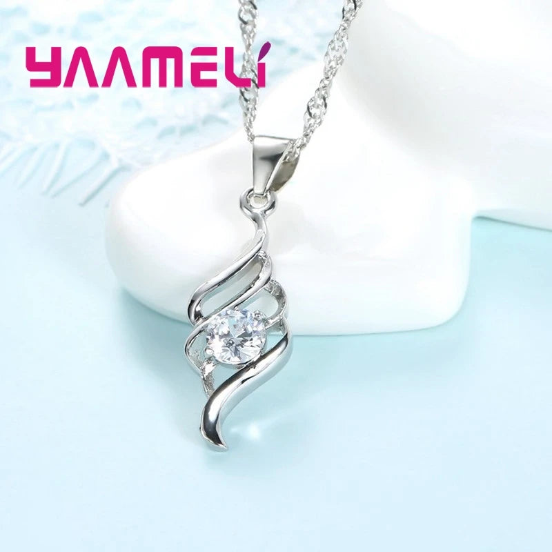Sterling Silver Necklace & Hoop Earring Set