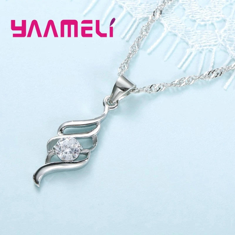 Sterling Silver Necklace & Hoop Earring Set