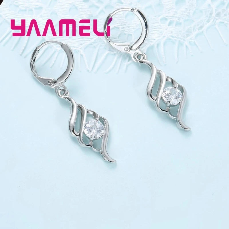 Sterling Silver Necklace & Hoop Earring Set