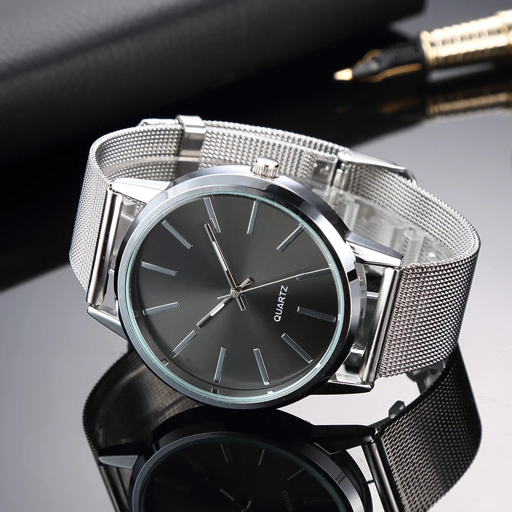 Women's Minimalist Quartz Watch – Stainless Steel Band, Numberless Dial | 7 Colors