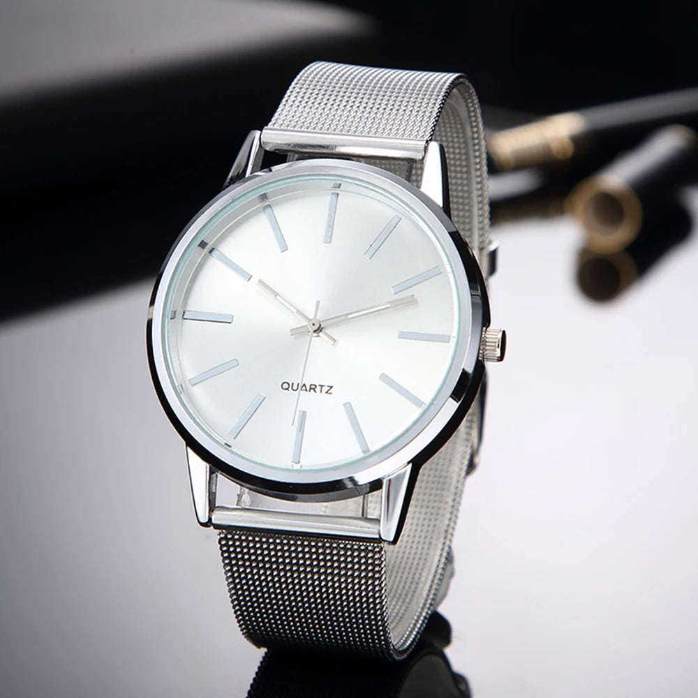 Women's Minimalist Quartz Watch – Stainless Steel Band, Numberless Dial | 7 Colors