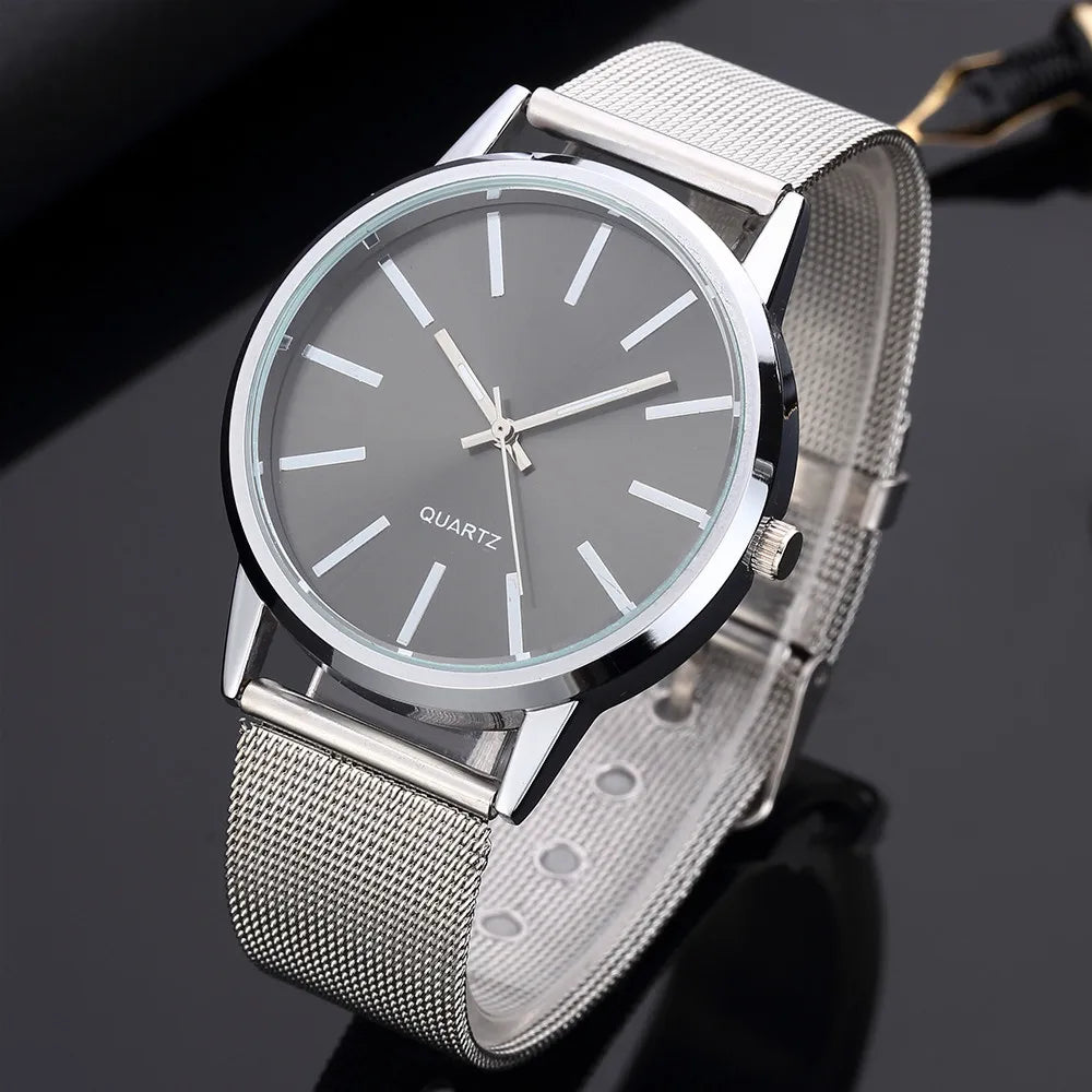 Women's Minimalist Quartz Watch – Stainless Steel Band, Numberless Dial | 7 Colors