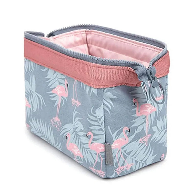 Flamingo Print Cosmetic Bag – Waterproof Canvas Travel Makeup & Toiletry Organizer