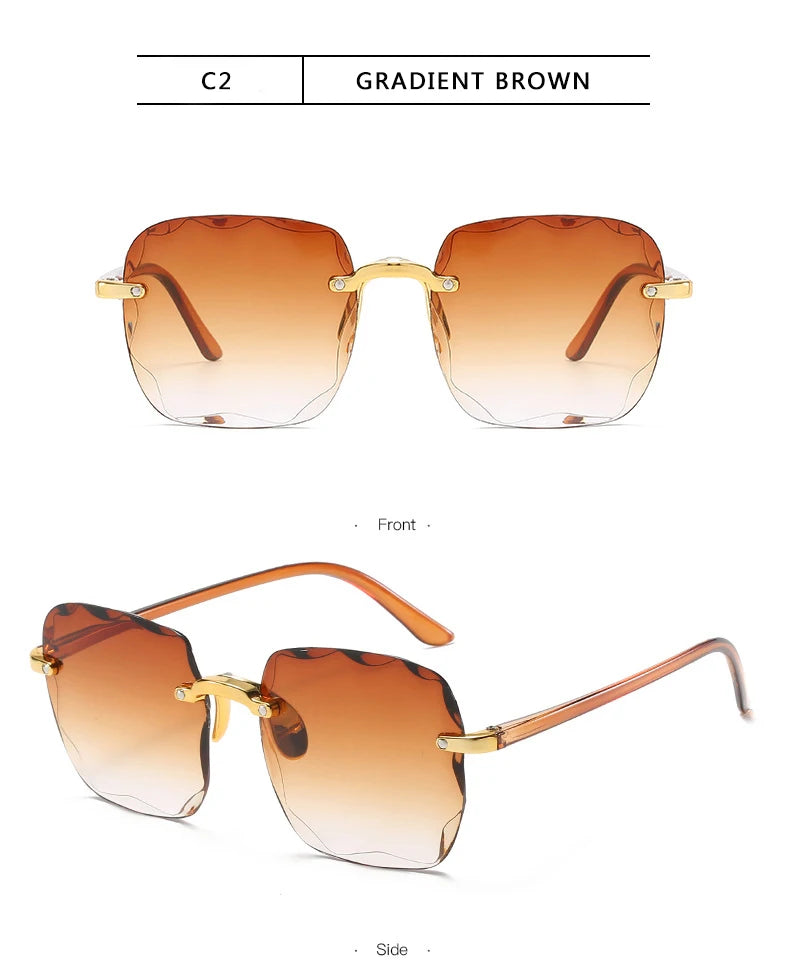 3-Pack Square Rimless Sunglasses – UV400 Protection, Mirror Lenses | Unisex