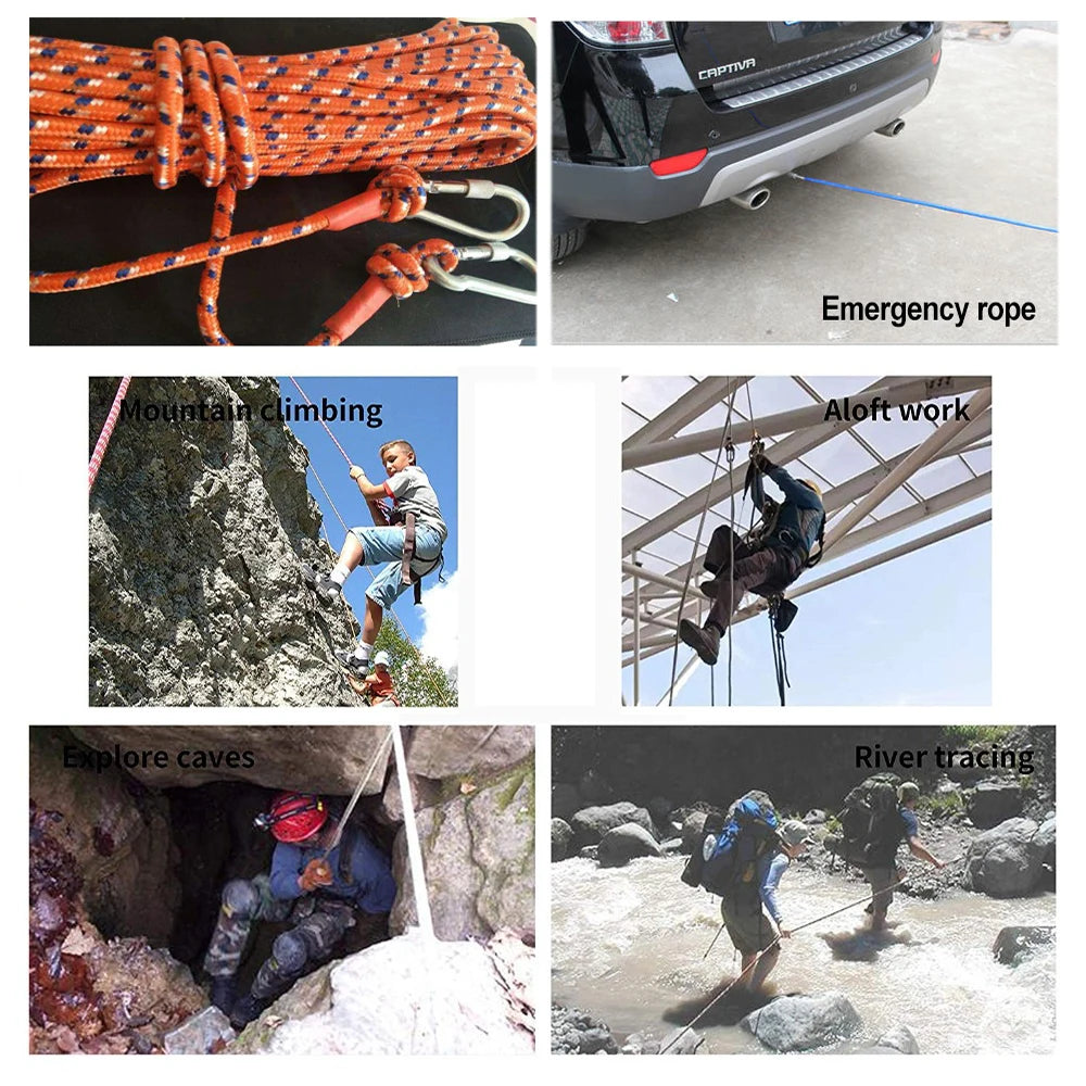 9mm High-Strength Nylon Climbing Rope – 10M to 40M, 500kg Load