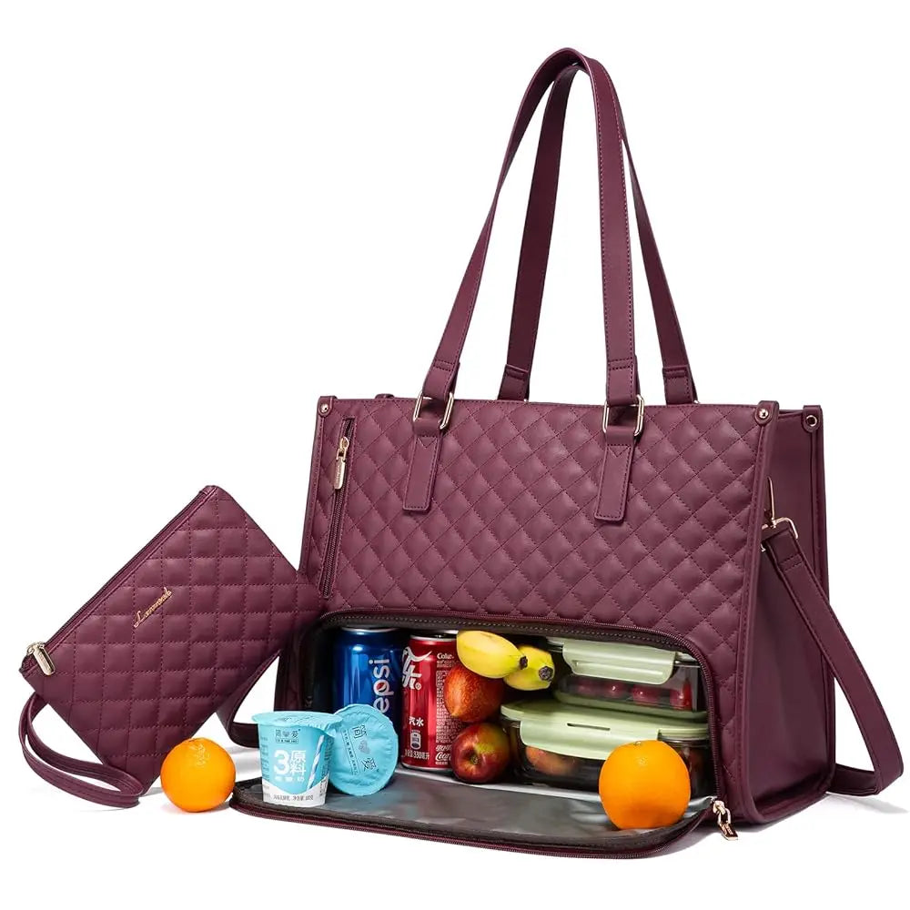 Women's Insulated Tote Bag – Laptop & Lunch Compartment | 15.6-17in