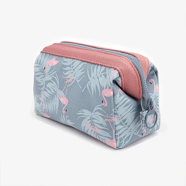Flamingo Print Cosmetic Bag – Waterproof Canvas Travel Makeup & Toiletry Organizer