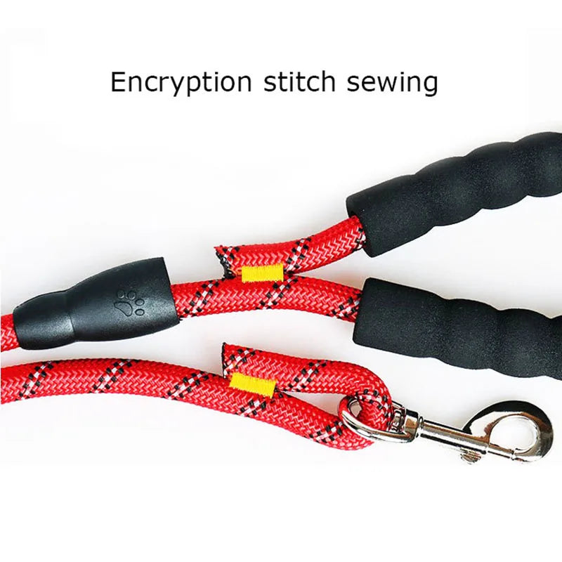 Reflective Dog Leash with Padded Handle – Heavy Duty Double Rope for Strong Dogs