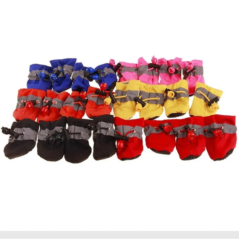 Waterproof Dog Boots – Anti-Slip Rain Shoes for Dogs & Cats, Set of 4 (PU + Rubber Sole)