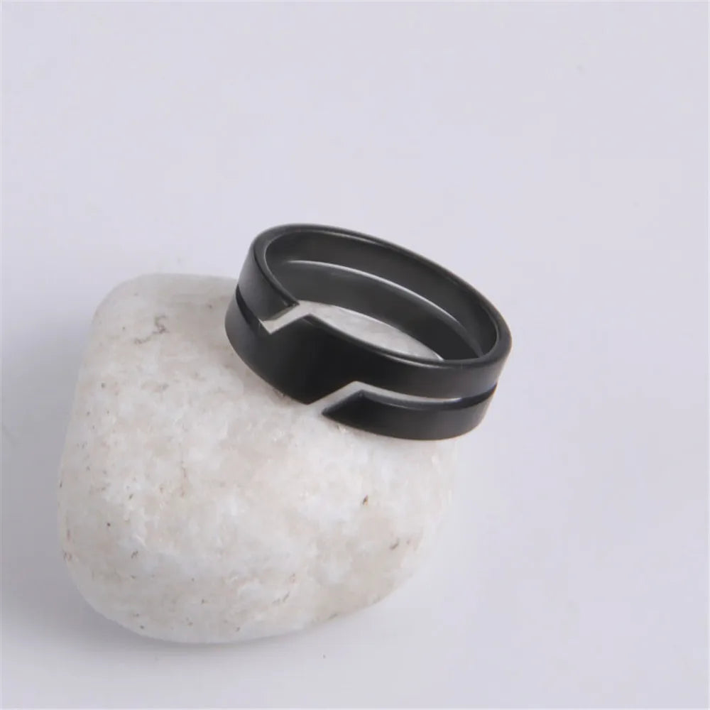 Stainless Steel Minimalist Ring — Black Casual Band