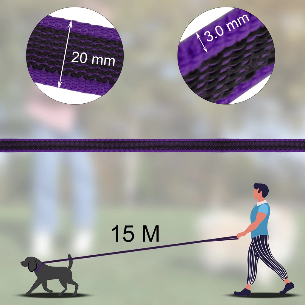 Long Dog Training Leash – Bicolor Nylon Rope 1.5m to 15m for Small & Large Dogs