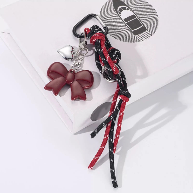 Leather Braided Bag Charm – Mini Bow Pendant for Handbags, Keys & Phone