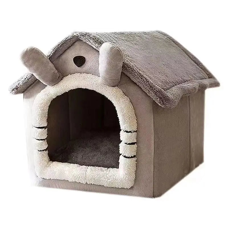 Dog House Style Pet Bed – All-Season Removable & Washable Warm Bed for Dogs & Cats