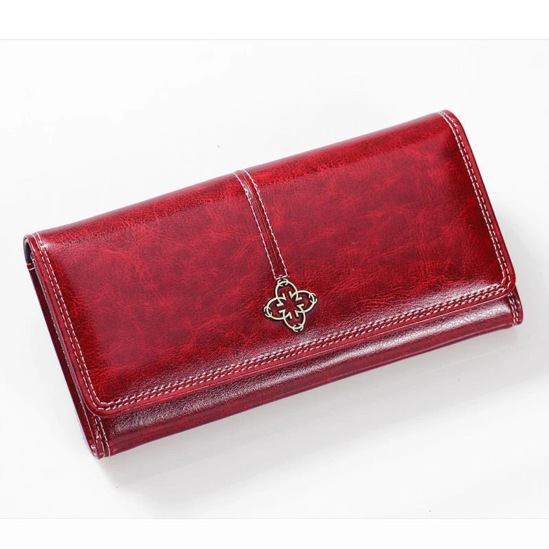 Women's Long PU Leather Wallet – Sequined Purse with Card & Coin Holder