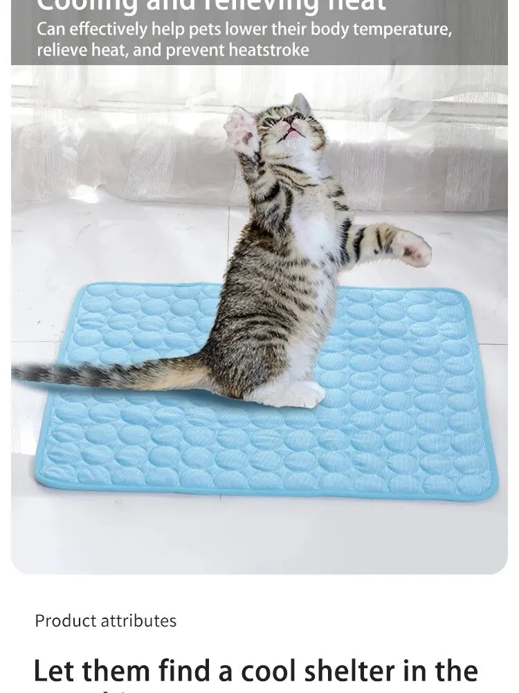 Pet Cooling Mat – Summer Ice Silk Sleeping Pad for Cats & Dogs
