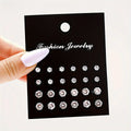 Cubic Zirconia Stud Earrings Set – 12, 24 or 36 Pairs | Shiny Silver Crystal Ear Jewelry for Women