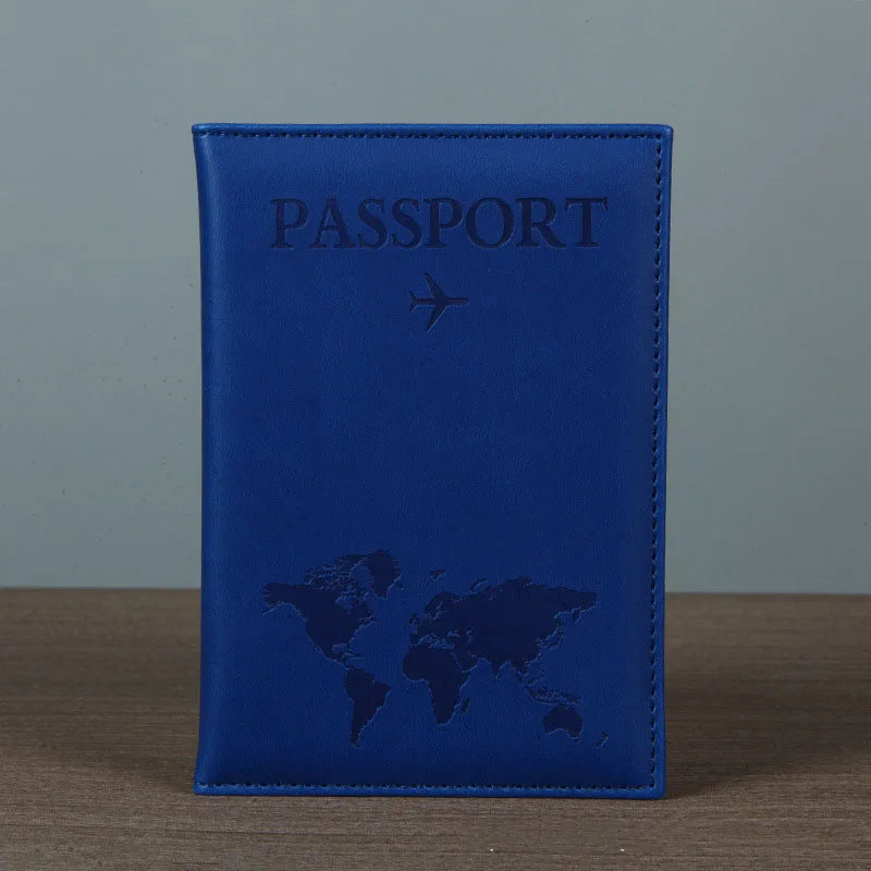 Women's PU Leather Passport Cover – Card Holder & ID Document Wallet | World Map