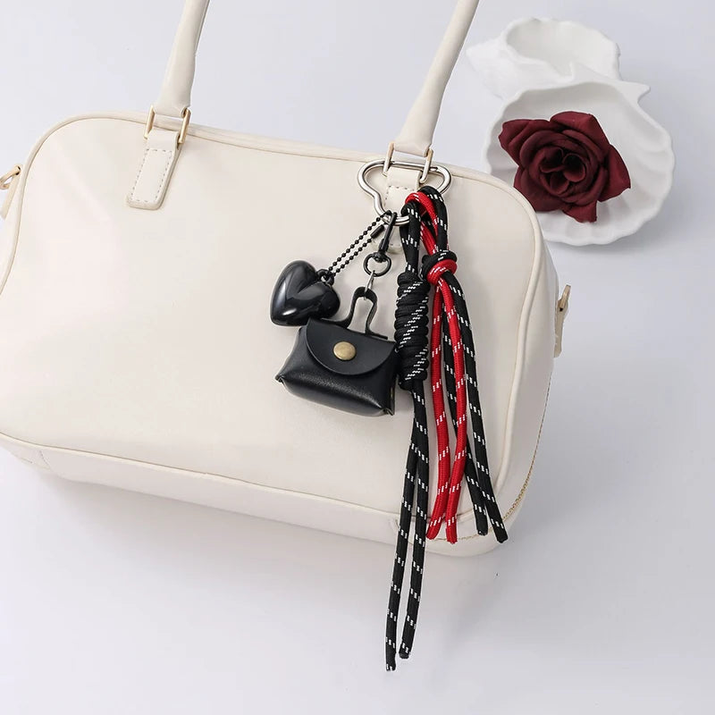 Leather Braided Bag Charm – Mini Bow Pendant for Handbags, Keys & Phone