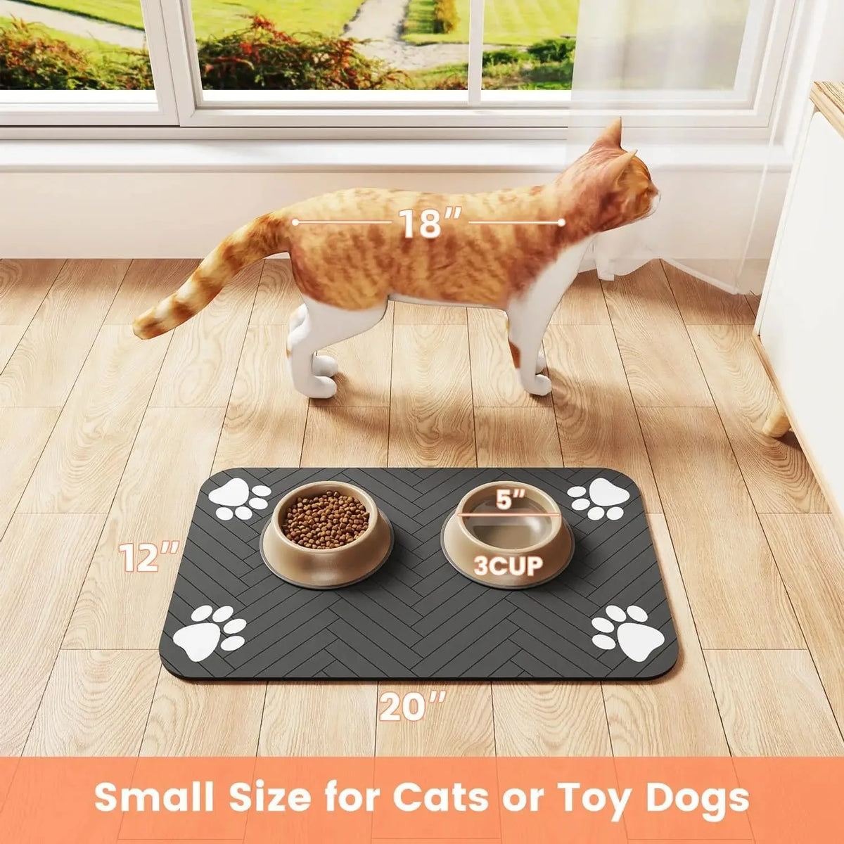 Absorbent Pet Feeding Mat – Non-Slip Rubber Backing, Waterproof, Quick-Dry Placemat for Dogs & Cats