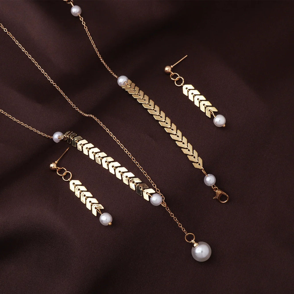 Gold Pearl Jewelry Set