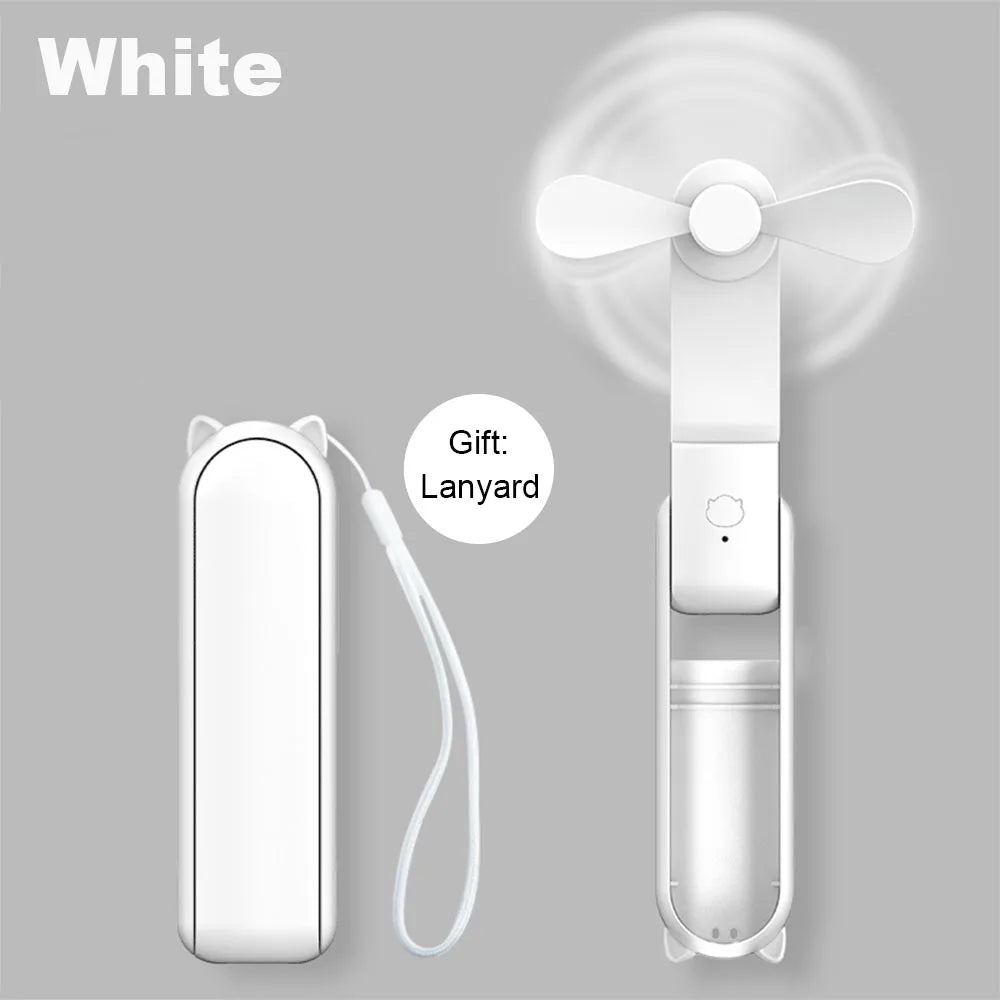Raugee Pocket Fan with Power Bank – Foldable Mini Handheld Fan, 2000mAh, 48H Battery, Ultra-Quiet 20dB