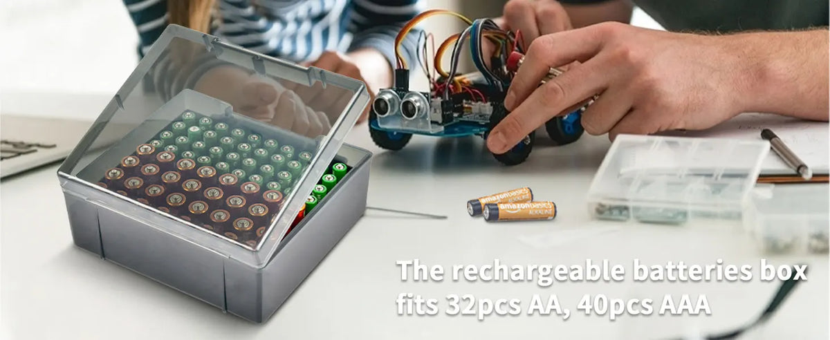 72-Slot Battery Organizer Case – Holds AA & AAA Batteries