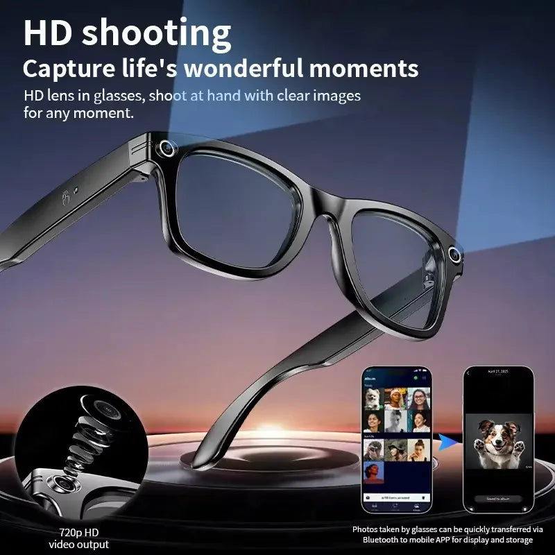 8MP Smart Camera Glasses — IP68 Waterproof, AI Translation, Bluetooth