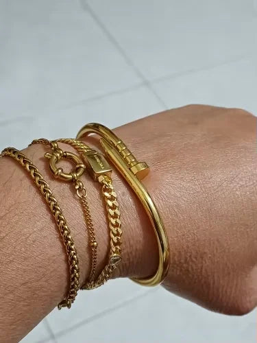 Gold Plated Steel Bangle Bracelet