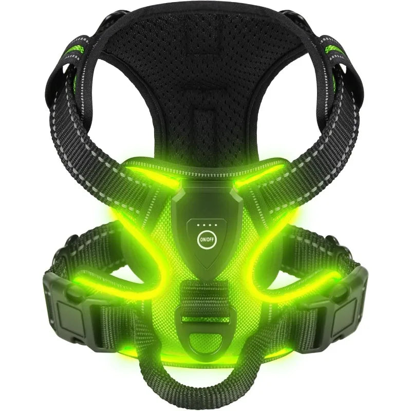 LED Light-Up Dog Harness – Rechargeable Glowing Vest for Safe Night Walks
