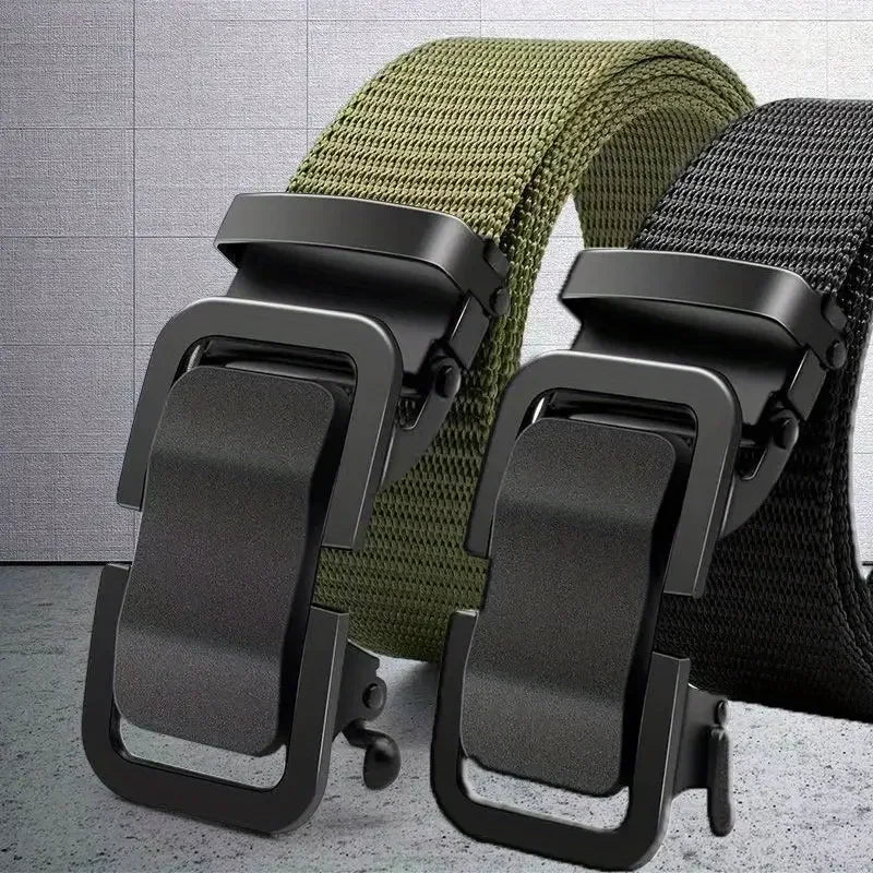 Men's Nylon Canvas Belt – Automatic Metal Buckle, Outdoor & Work