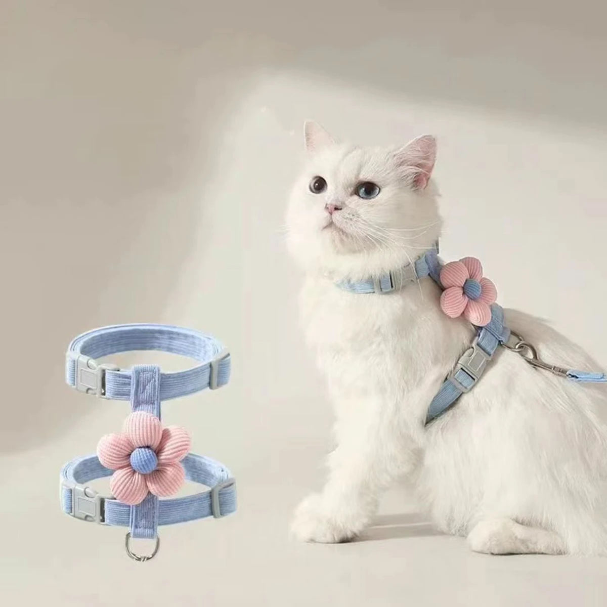 Cute Cat Harness & Leash Set – Adjustable Breathable Escape-Proof Vest