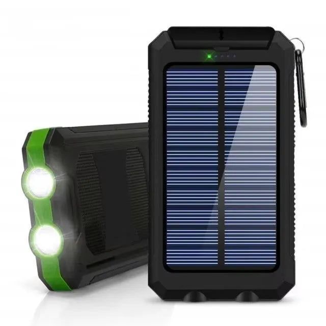 Solar Power Bank 80000mAh – Portable Charger with LED Flashlight & Compass