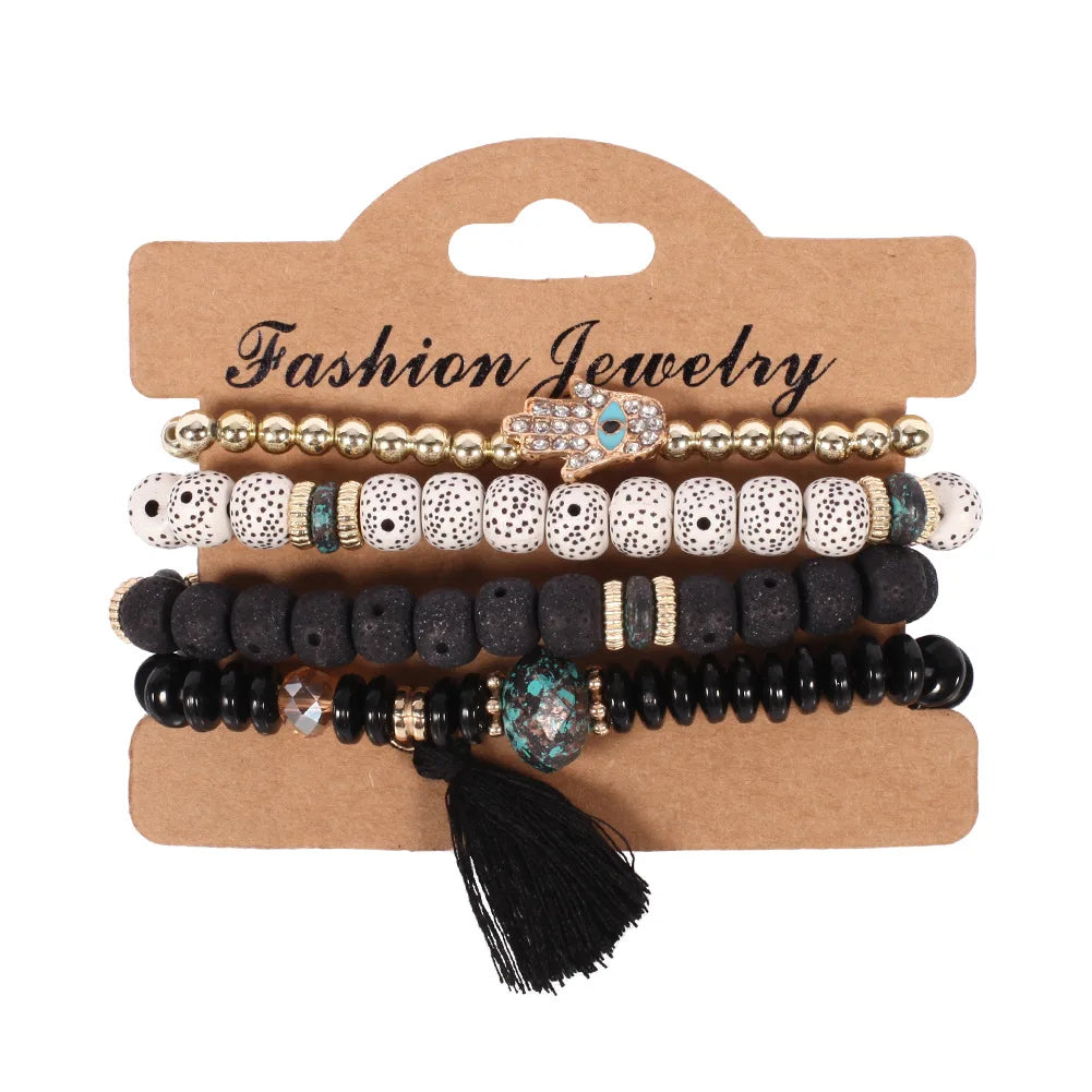 Bohemian Beaded Bracelet Set — Colorful Stackable